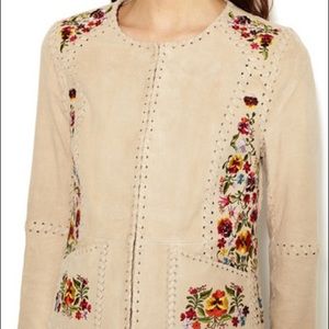 Haute Hippie suede embroidered floral jacket